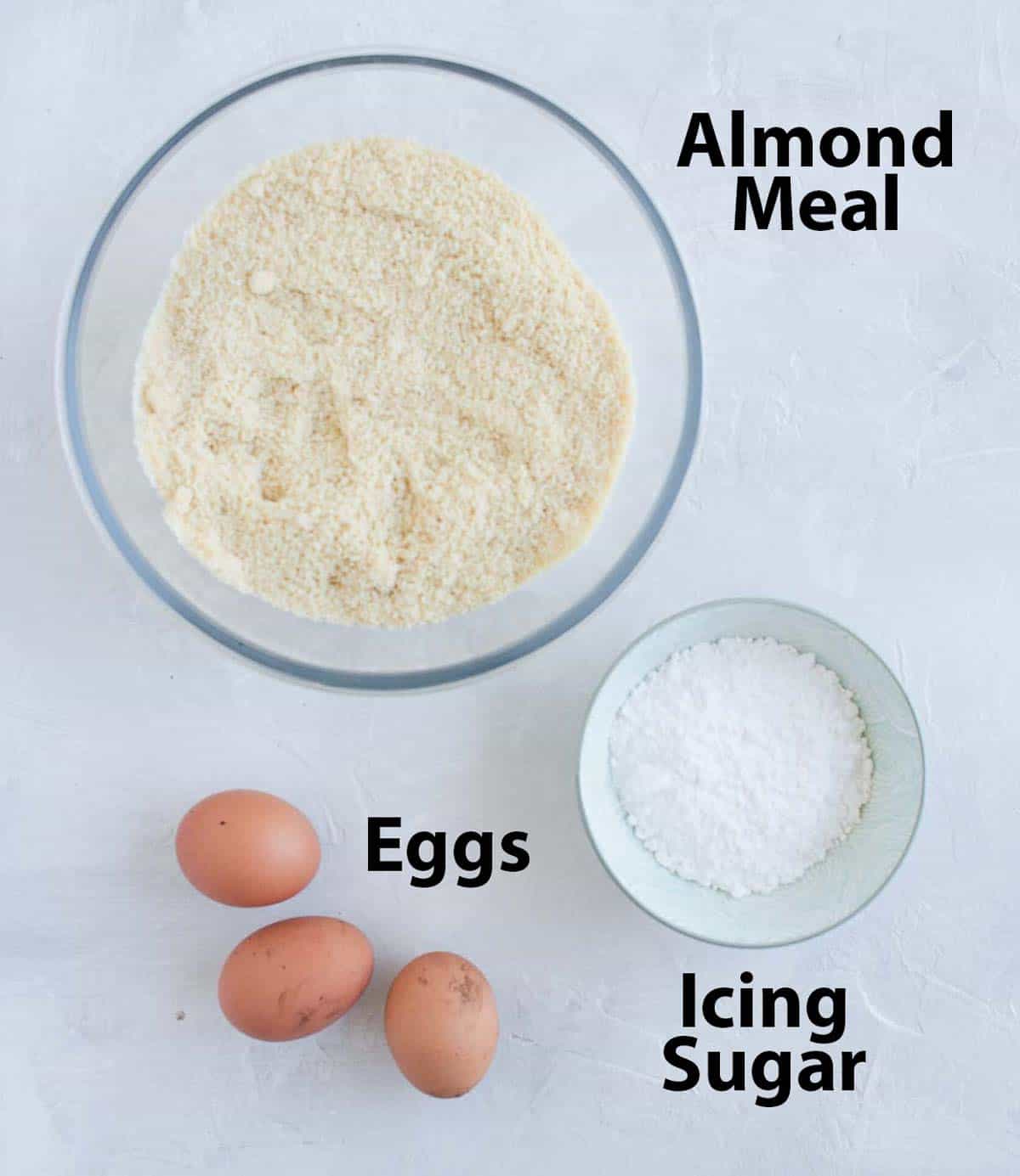 Ingredients on a white surface.