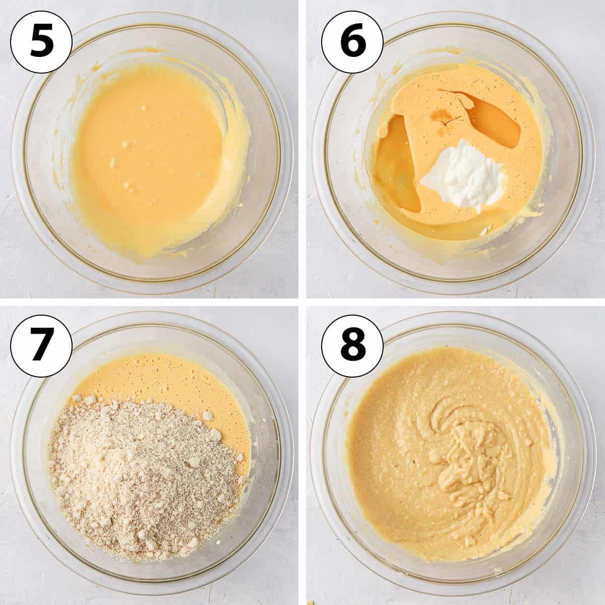 Process Shot Collage: mixing the cake ingredients.