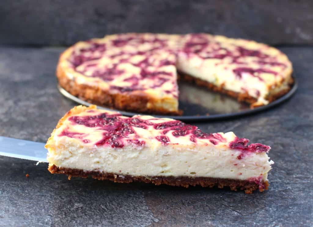 Passion Fruit and Raspberry Cheesecake Slice
