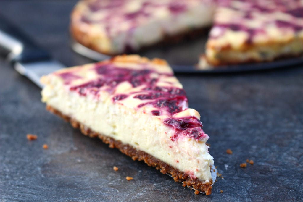 Passion Fruit and Raspberry Cheesecake Slice