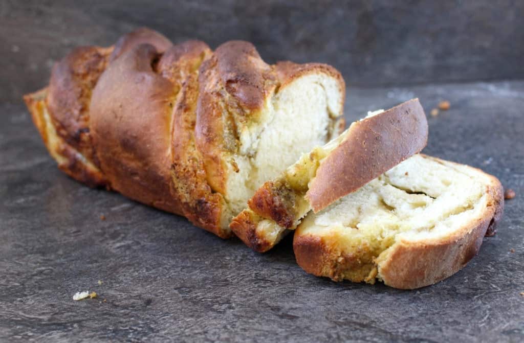 Pesto Mozarella Babka Bread