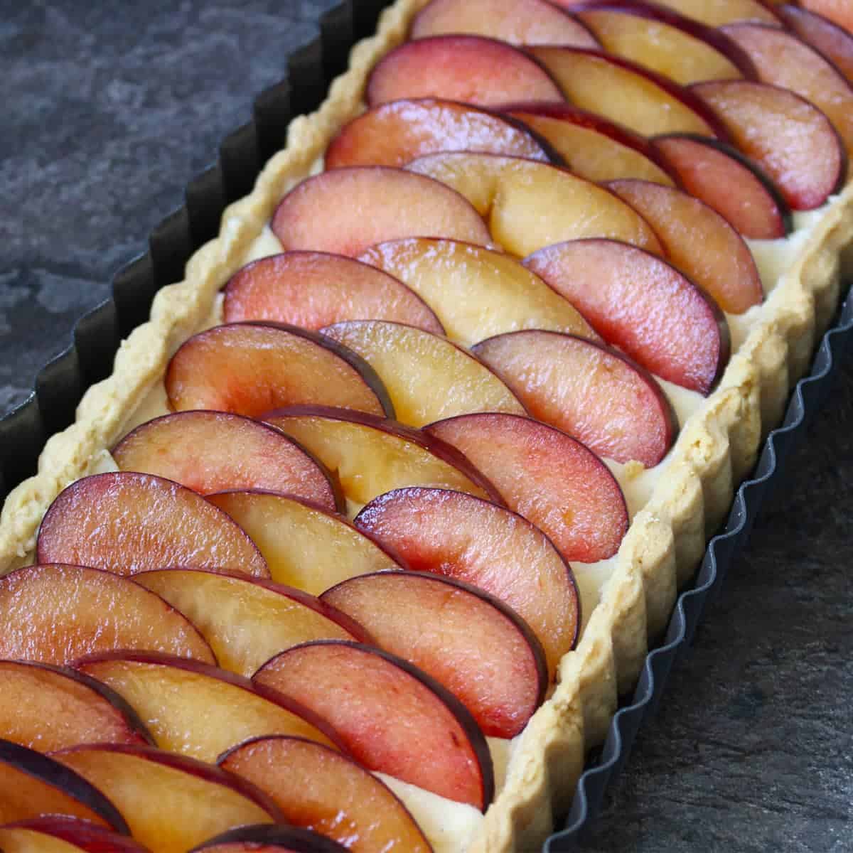 Plum and Vanilla Custard Tart