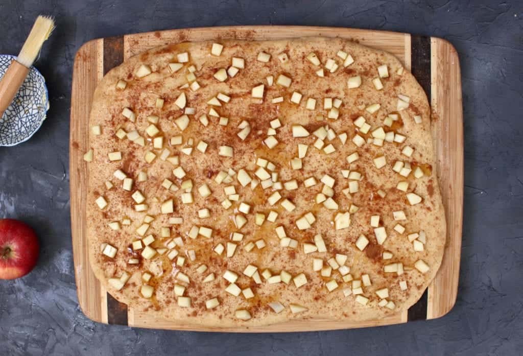 Process Shot: adding the apple cinnamon filling to the brioche bread