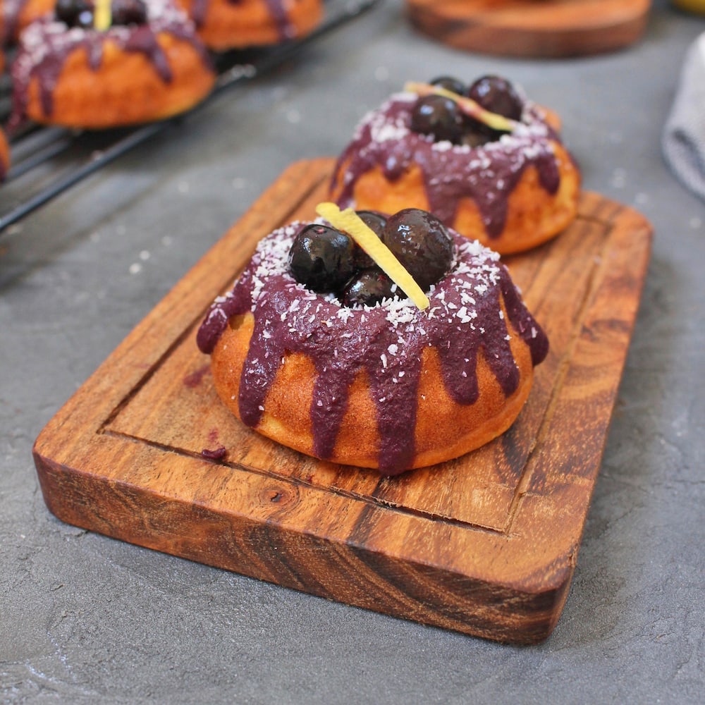 Mini Lemon Bundt Cakes with Blueberry Glaze - A Baking Journey