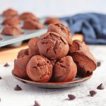 Brownie Bites stacked on a small plate