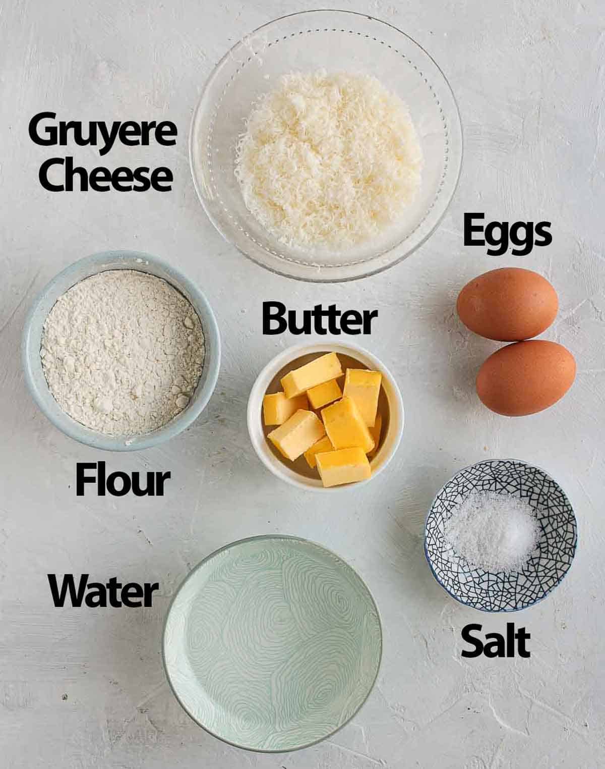 Ingredients on a white surface.