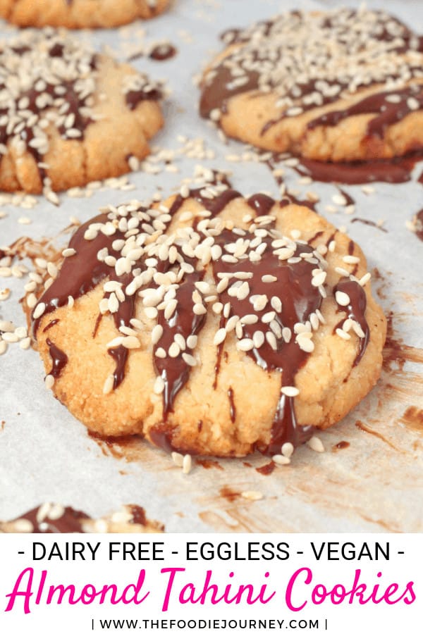 Vegan Almond Tahini Cookies with Dark Chocolate Ganache