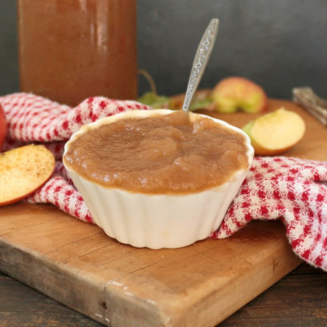 Homemade Applesauce in a small white cup
