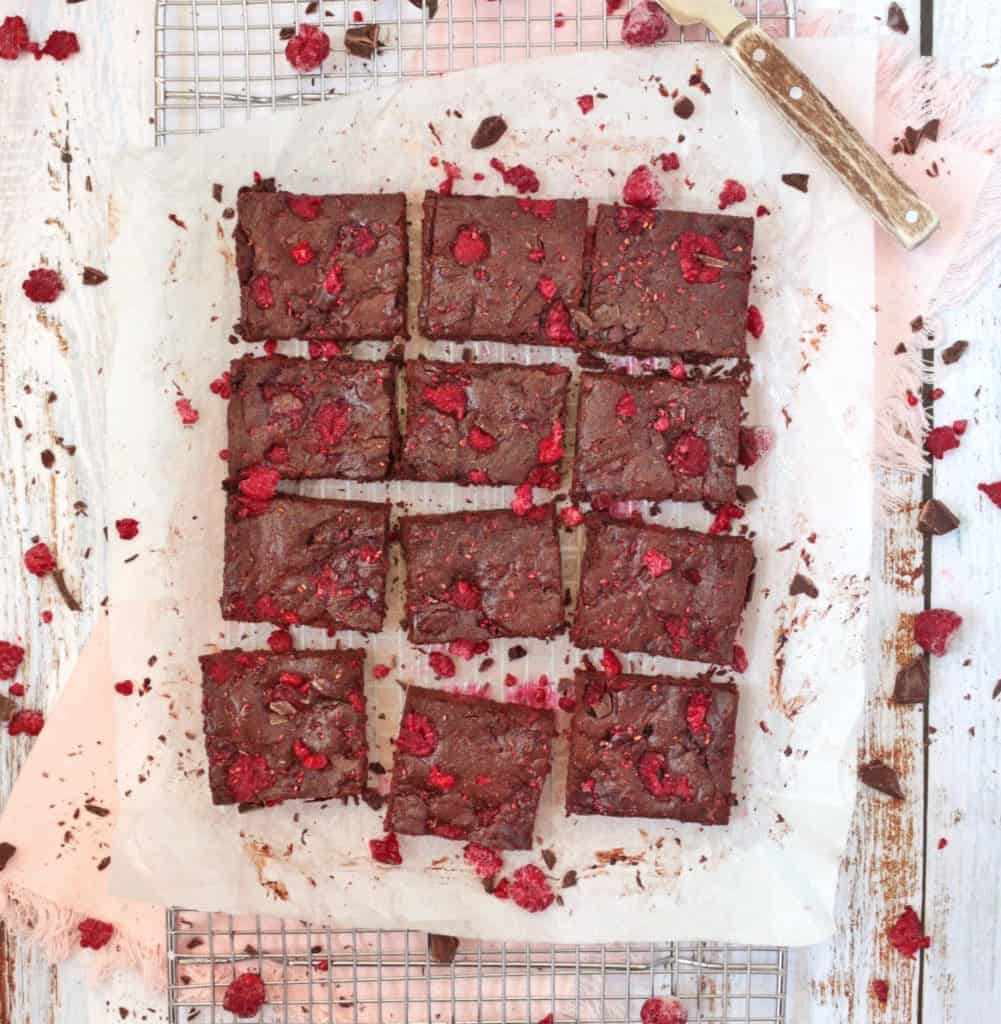 Brownies from above on baking paper