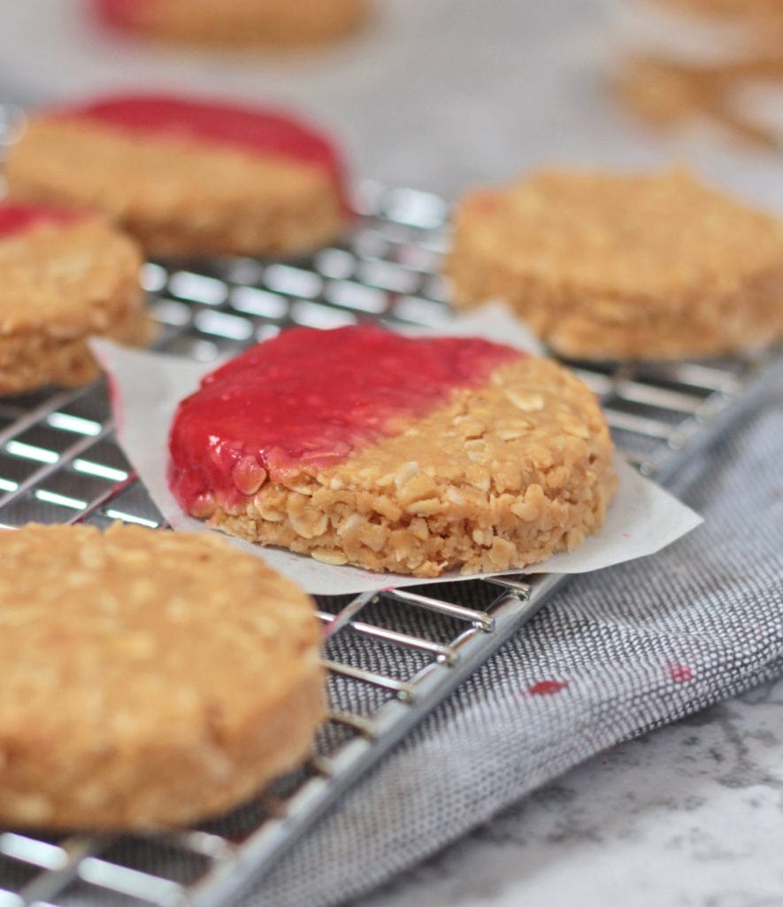 Close up on Peanut Butter and Jelly Cookie on a cooling rack