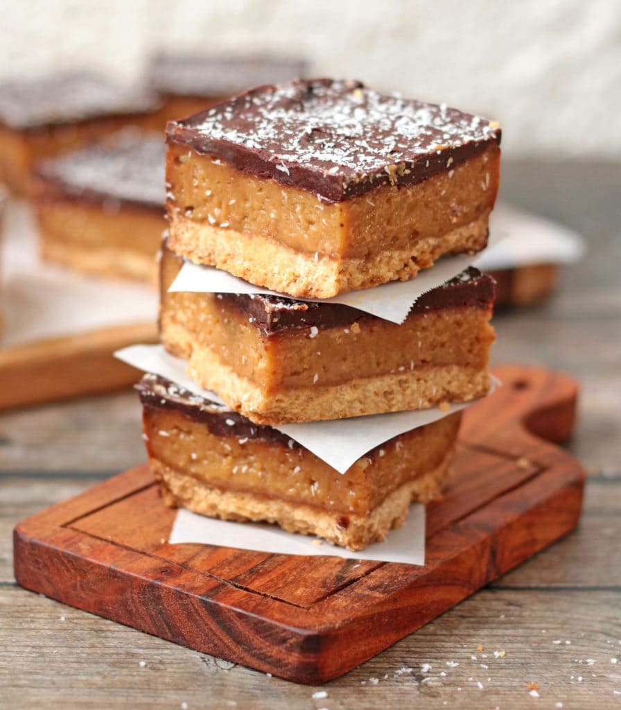 Stack of three caramel slices