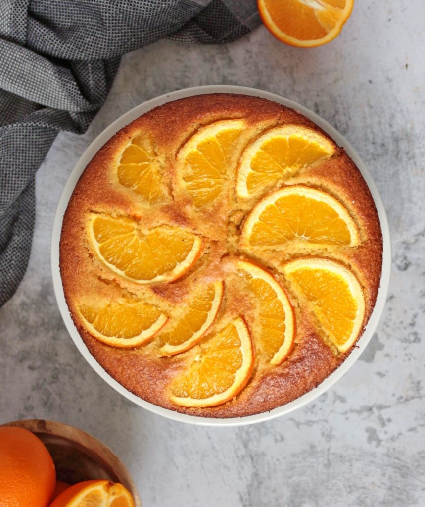 Full orange cake from above