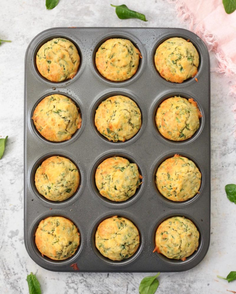 Baked Muffins from above in the muffin pan.