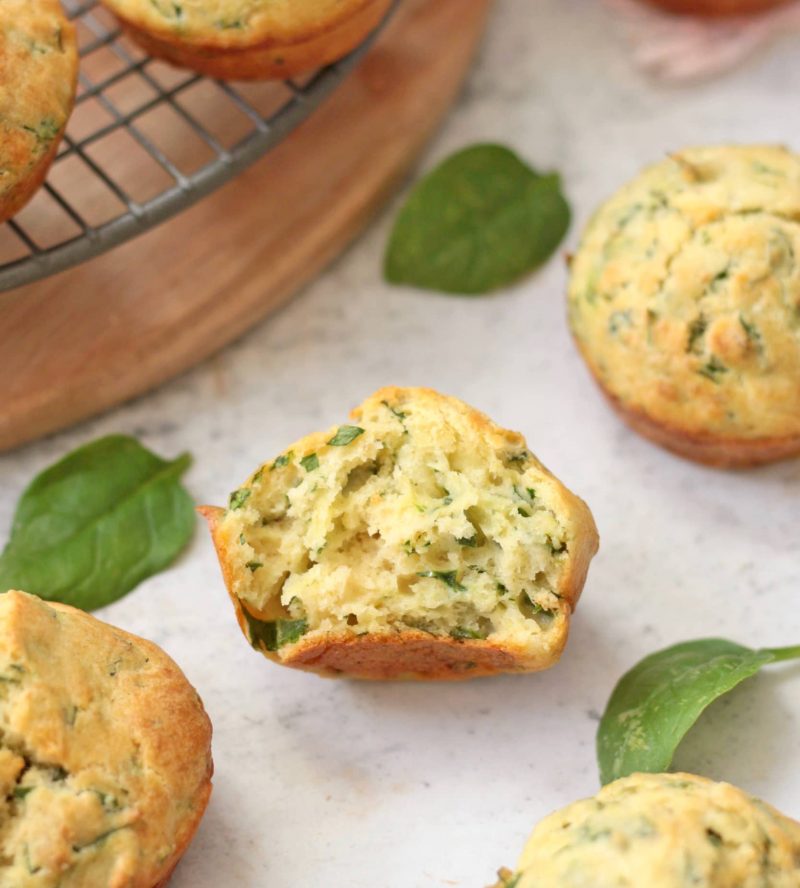 Crumb shot of the savory muffin.