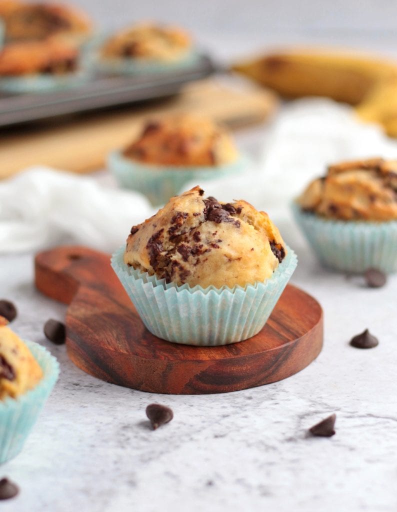 Banana Chocolate Muffin on a board