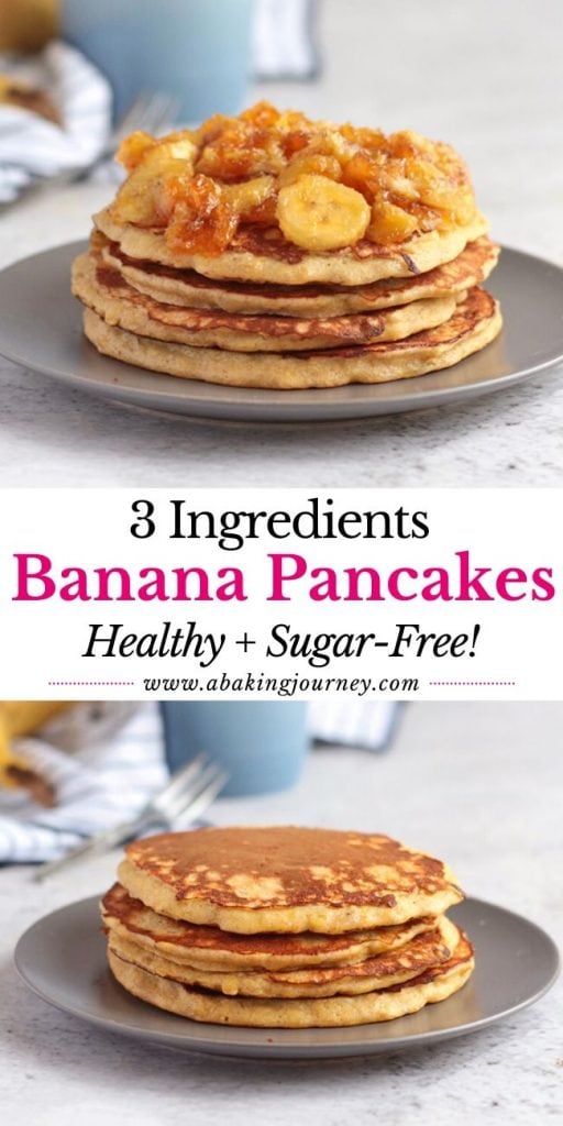3 Ingredients Banana Pancakes - Healthy and Sugar Free