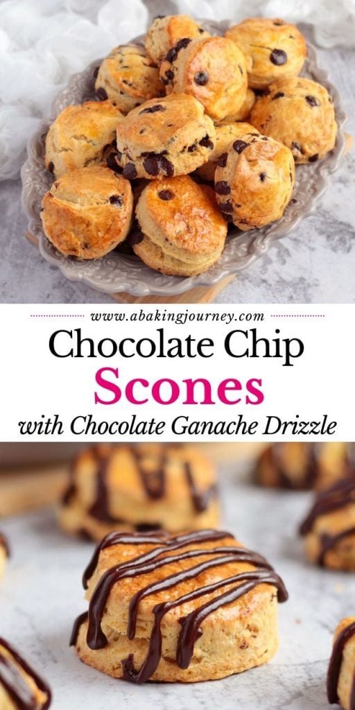 Chocolate Chip Scones with Chocolate Ganache Drizzle