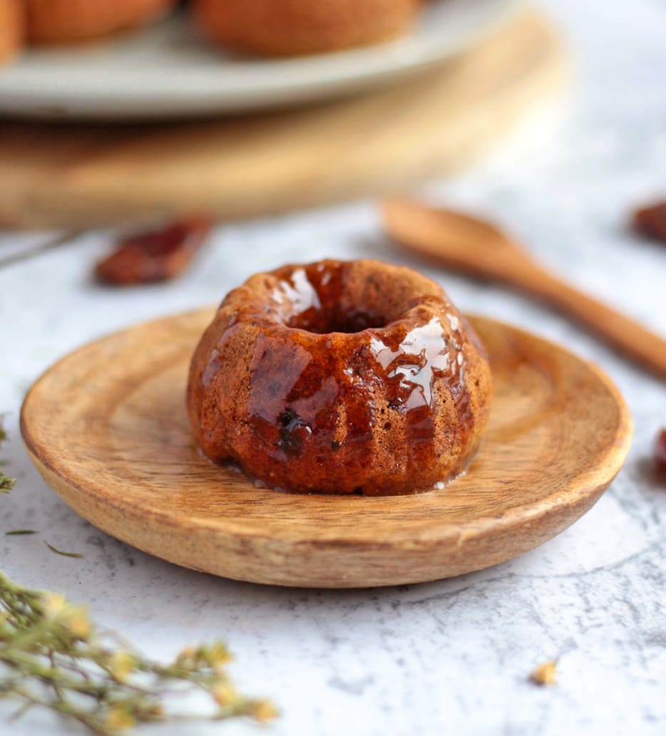 Eggless Pudding with Vegan Caramel Sauce poured over.