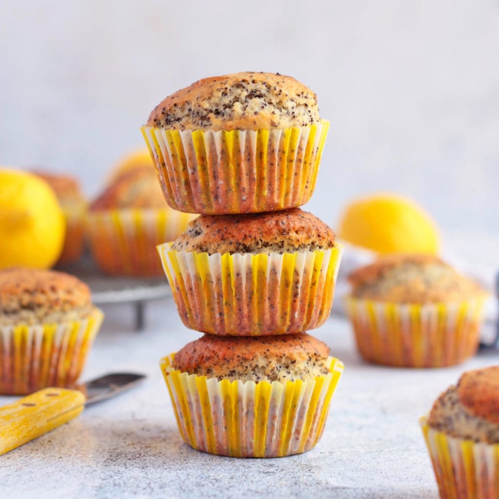 Stack of 3 Lemon and Poppy Seed Muffins