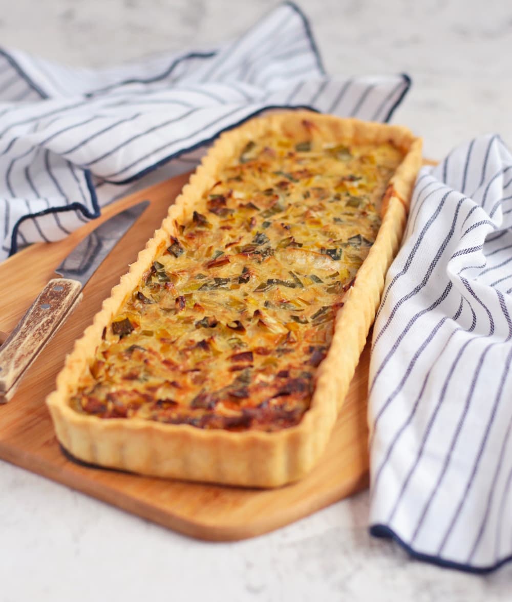 Baked Tart on a wooden board