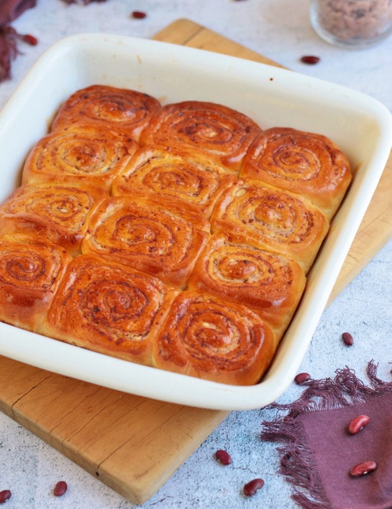 12 rolls in a white baking pan