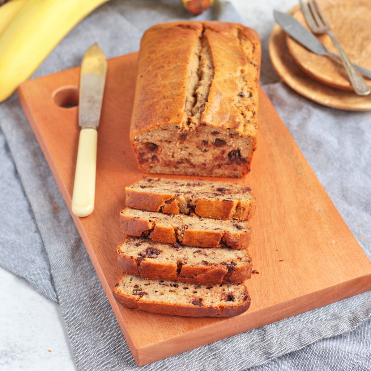 Sliced Quick Bread on a wooden board