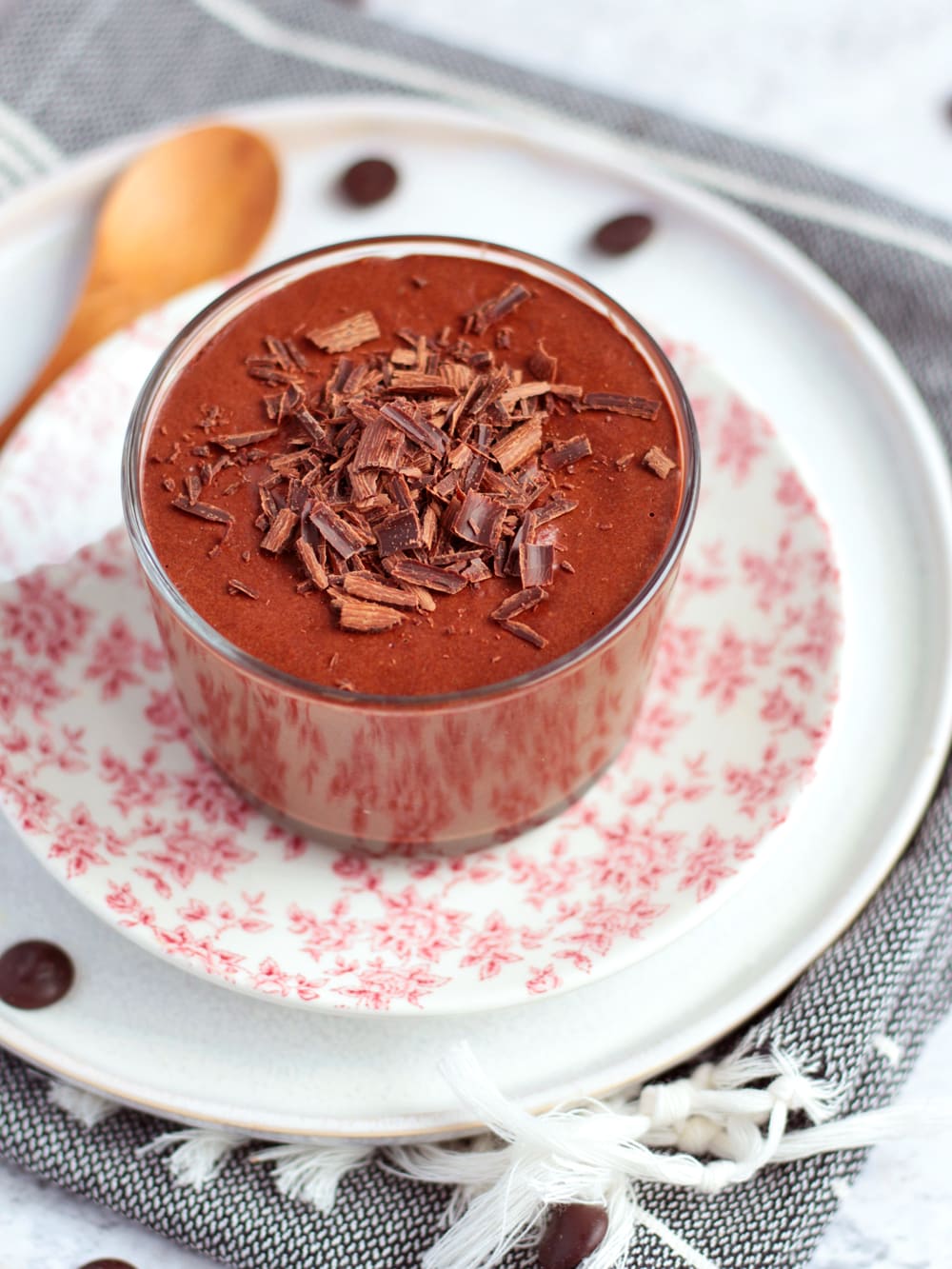 Mousse in a glass cup.