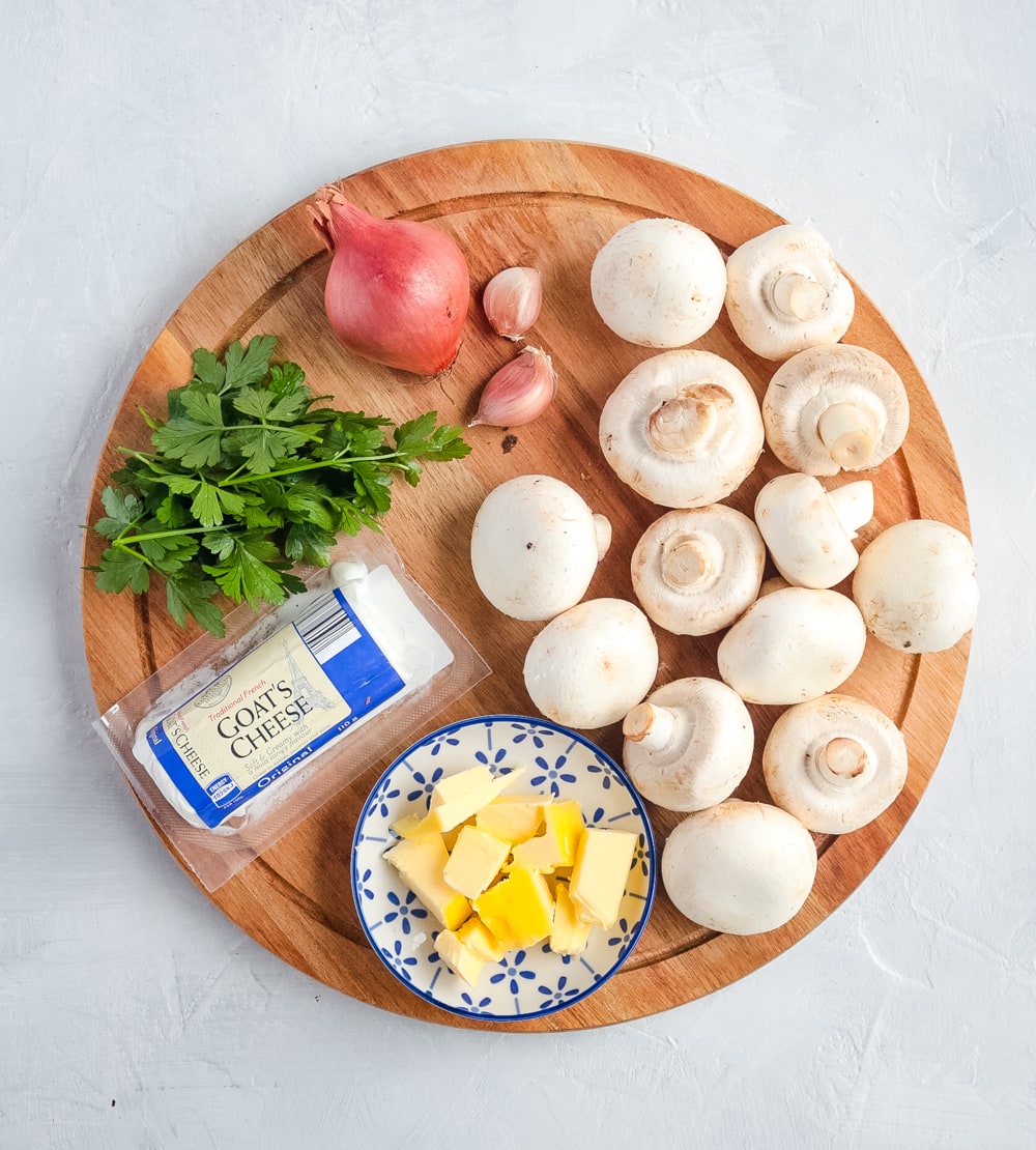 Ingredient Shot on a round wooden board