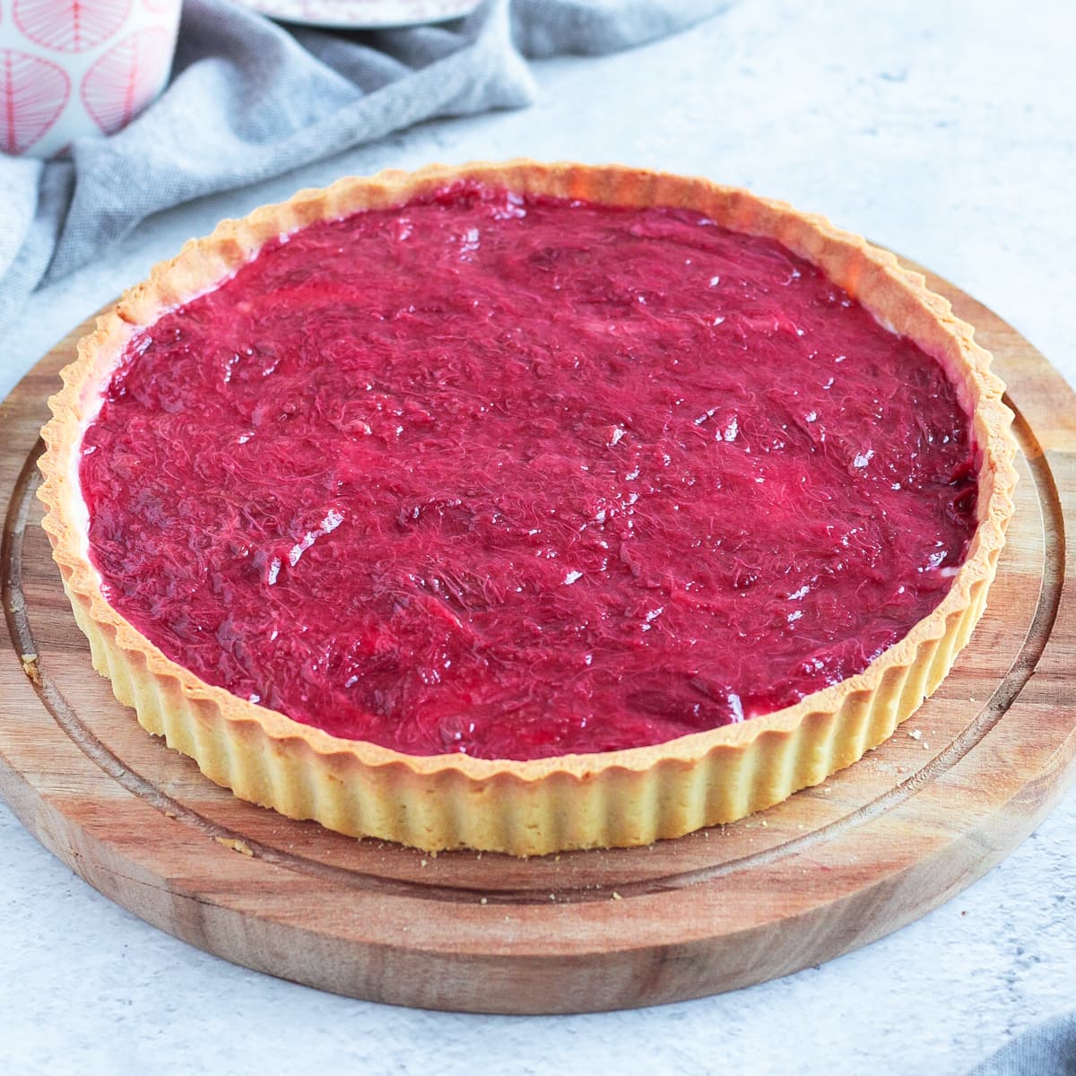 Close up on the rhubarb tart