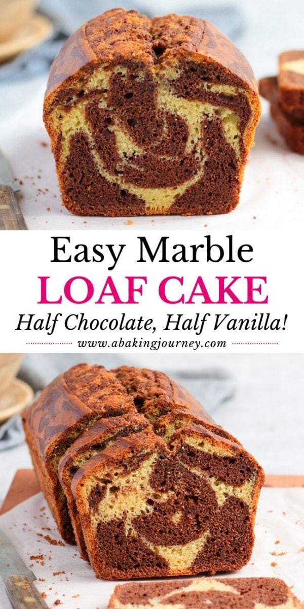 Easy Marble Loaf Cake - half chocolate half vanilla