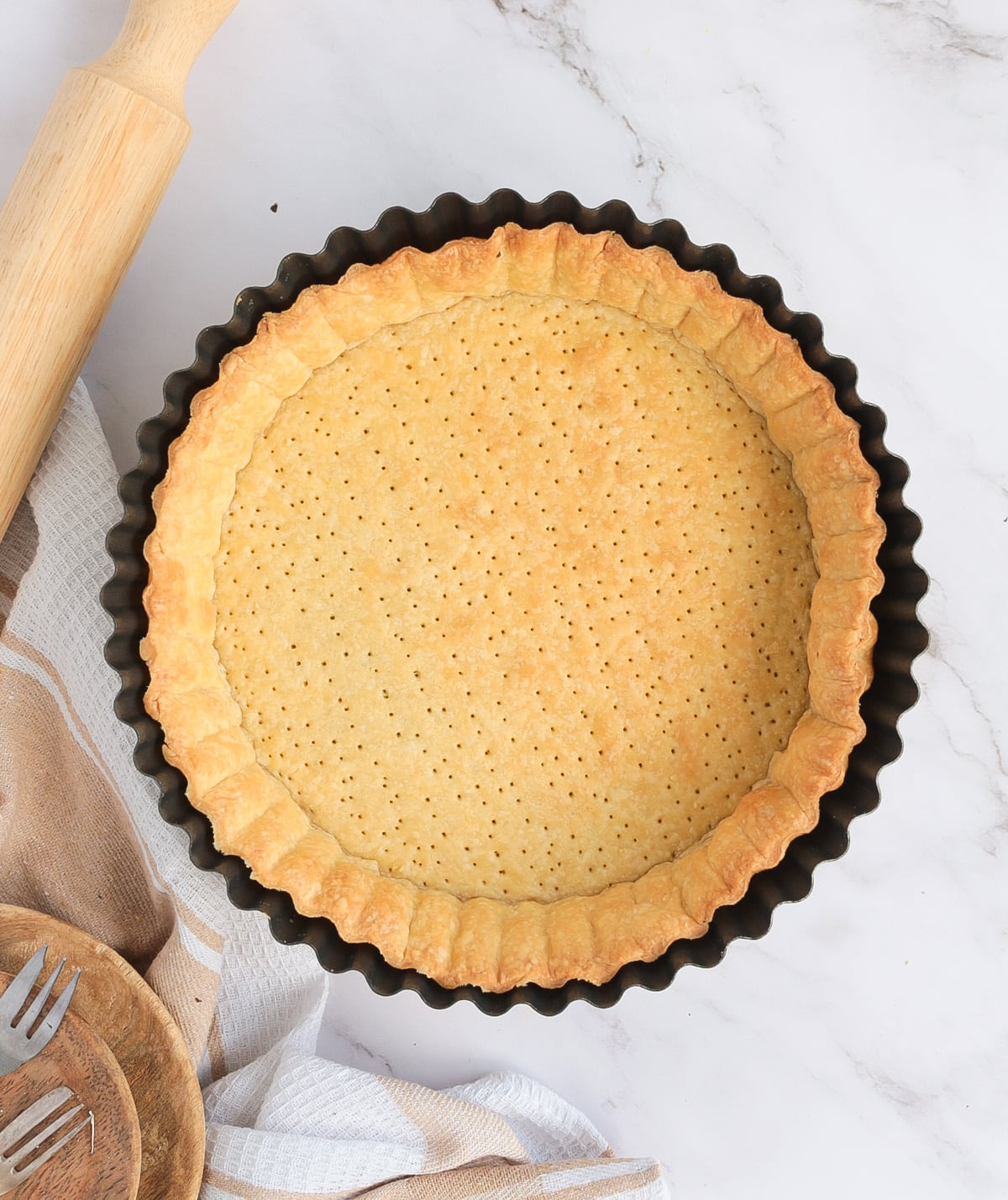 Baked pastry from above in the baking pan