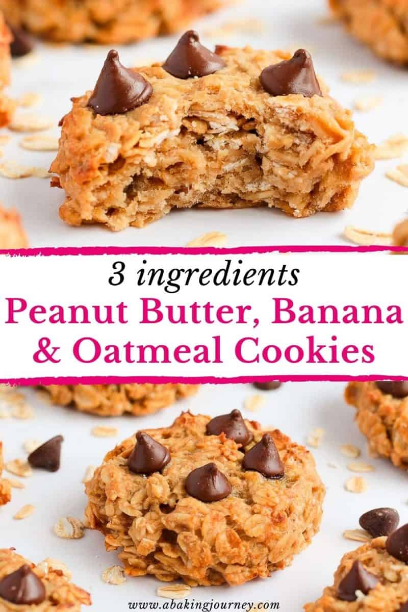 3 ingredients Peanut Butter Banana Oatmeal Cookies