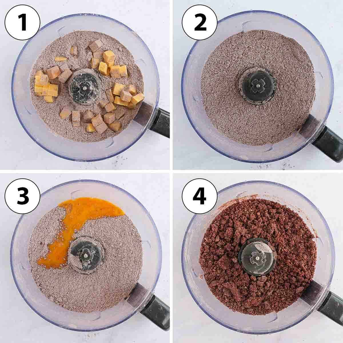 Process Shot Collage: making the pastry in the food processor.