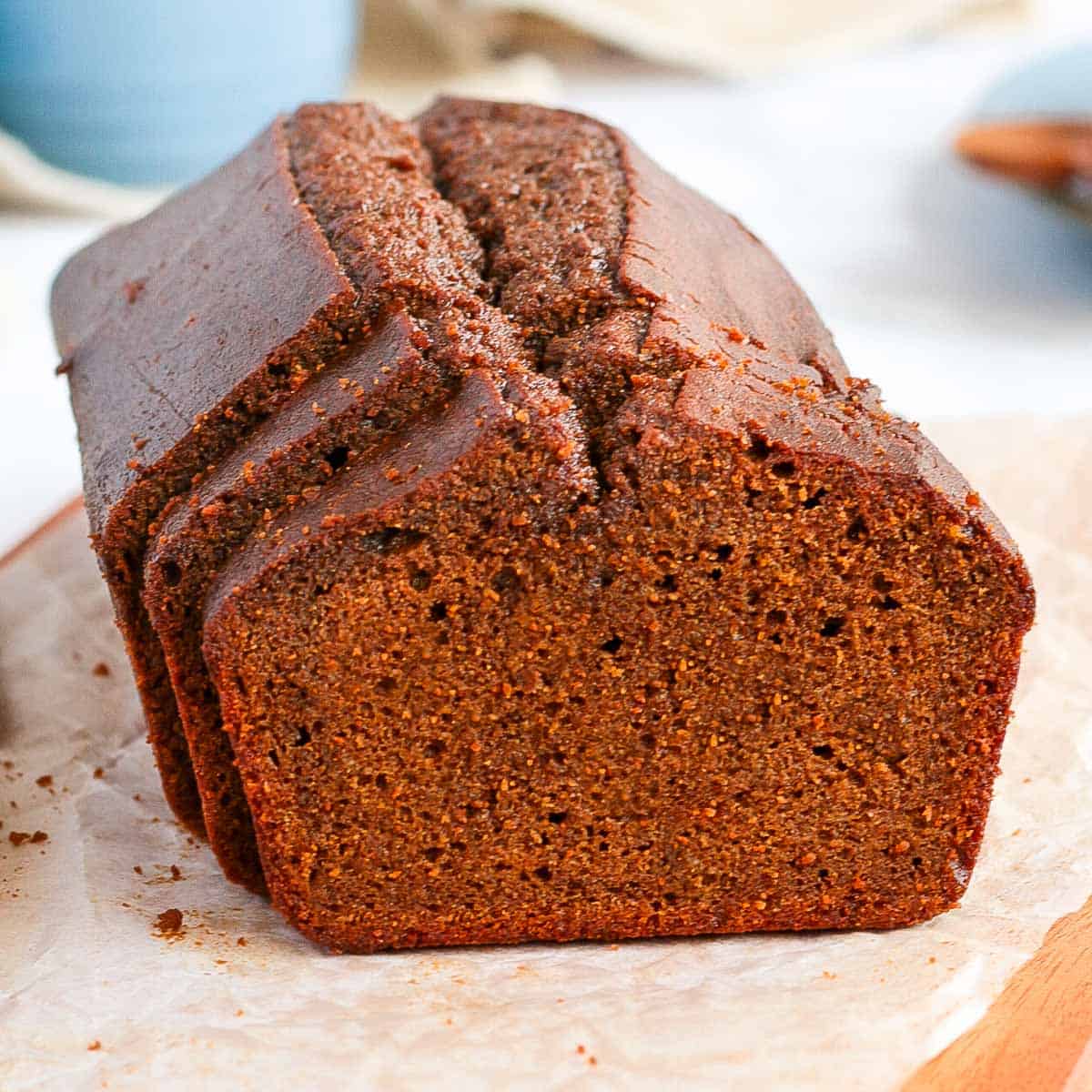 Crumb shot of the coffee loaf.