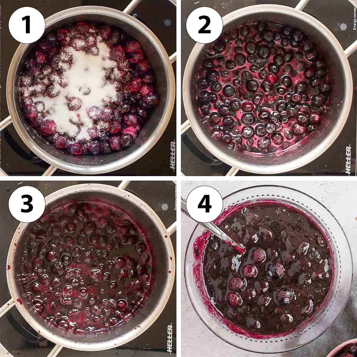Process Shot Collage: cooking the compote on the stove.