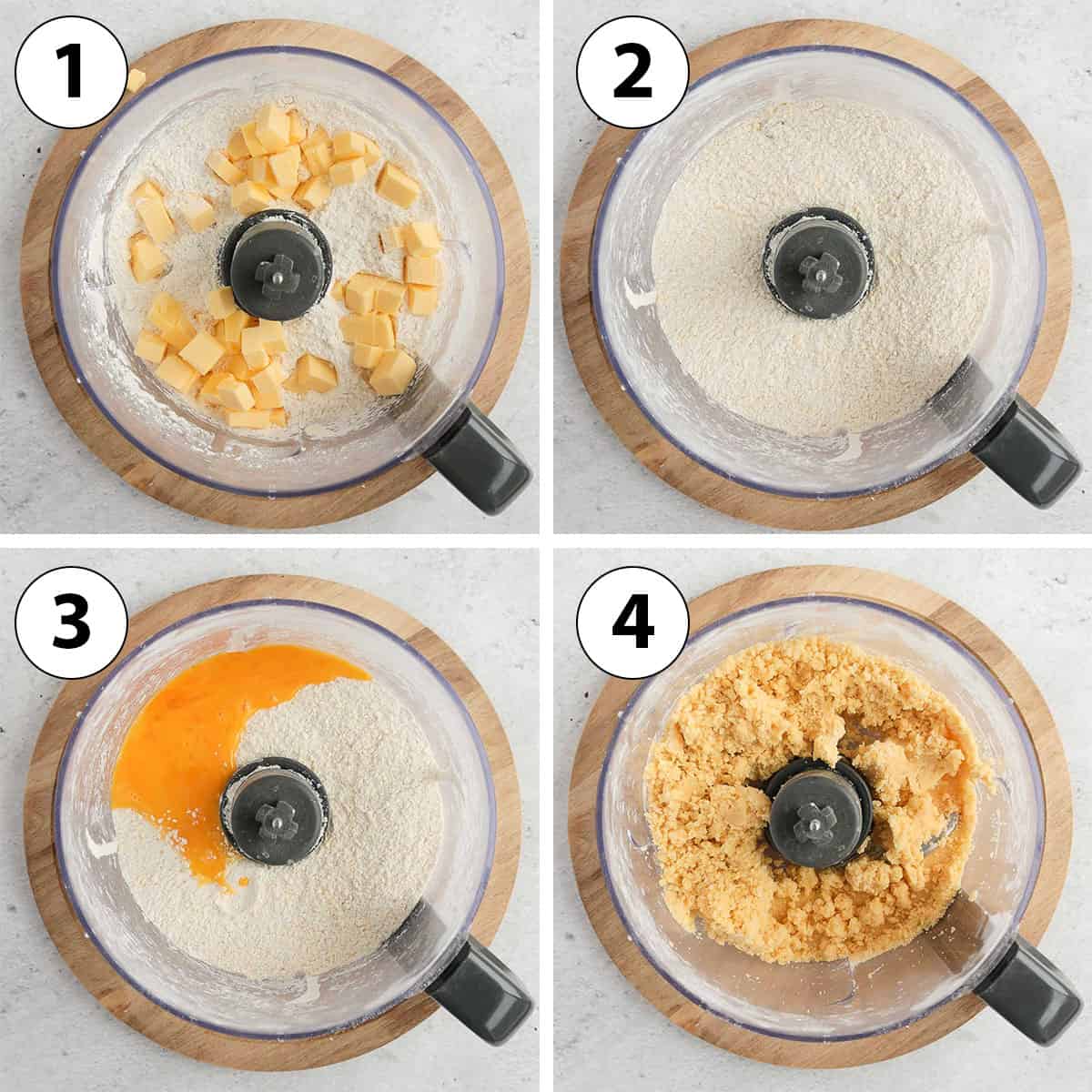Process Shot Collage: making the pastry in the food processor.