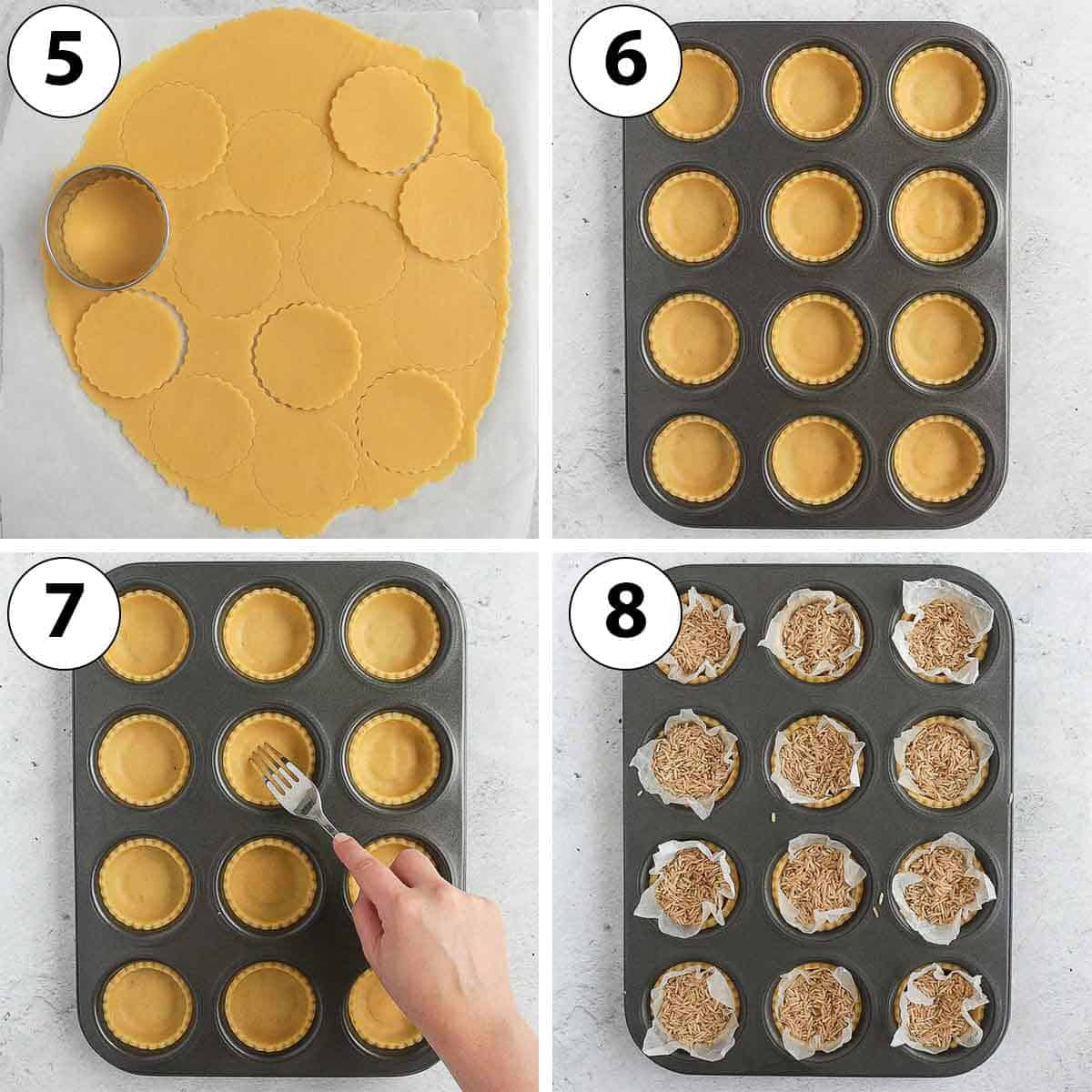 Process Shot collage: lining the muffin pan with the pastry.