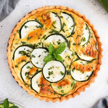 Zucchini Quiche seen from above.