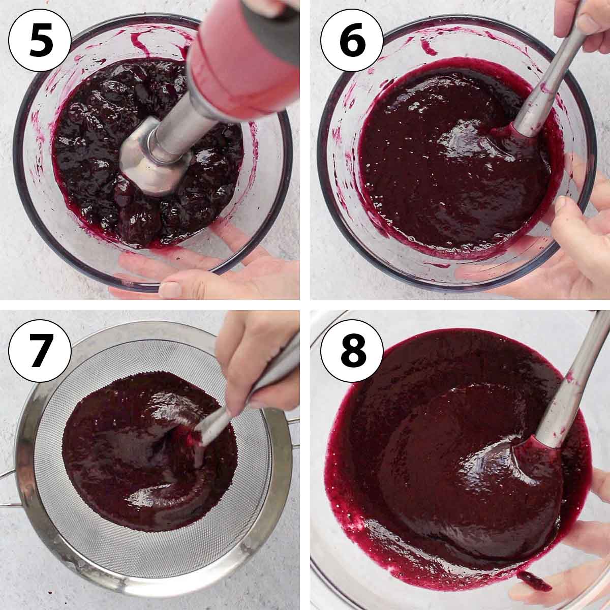 Process Shot Collage: blending the compote.