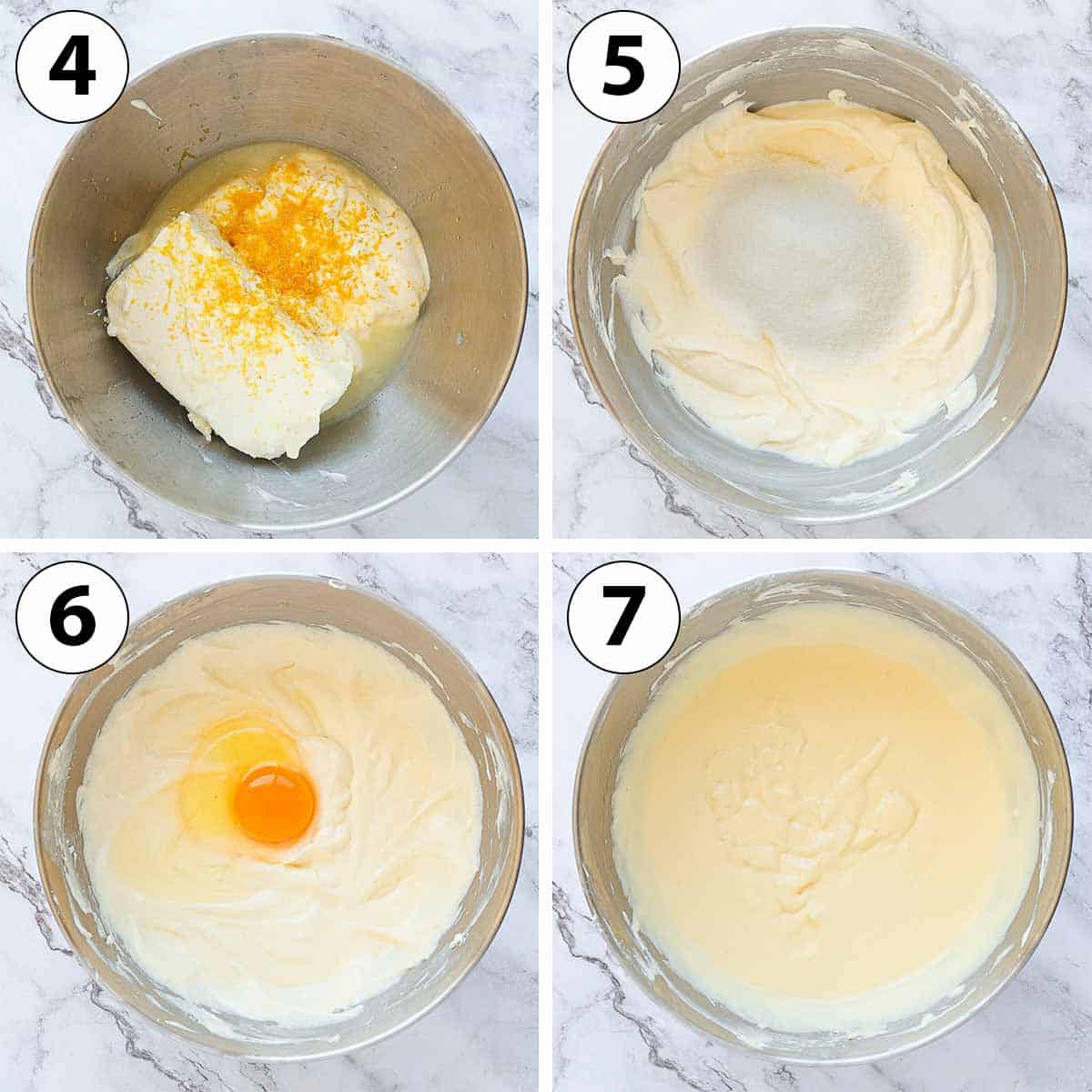 Process Shot Collage: making the lemon cheesecake batter.