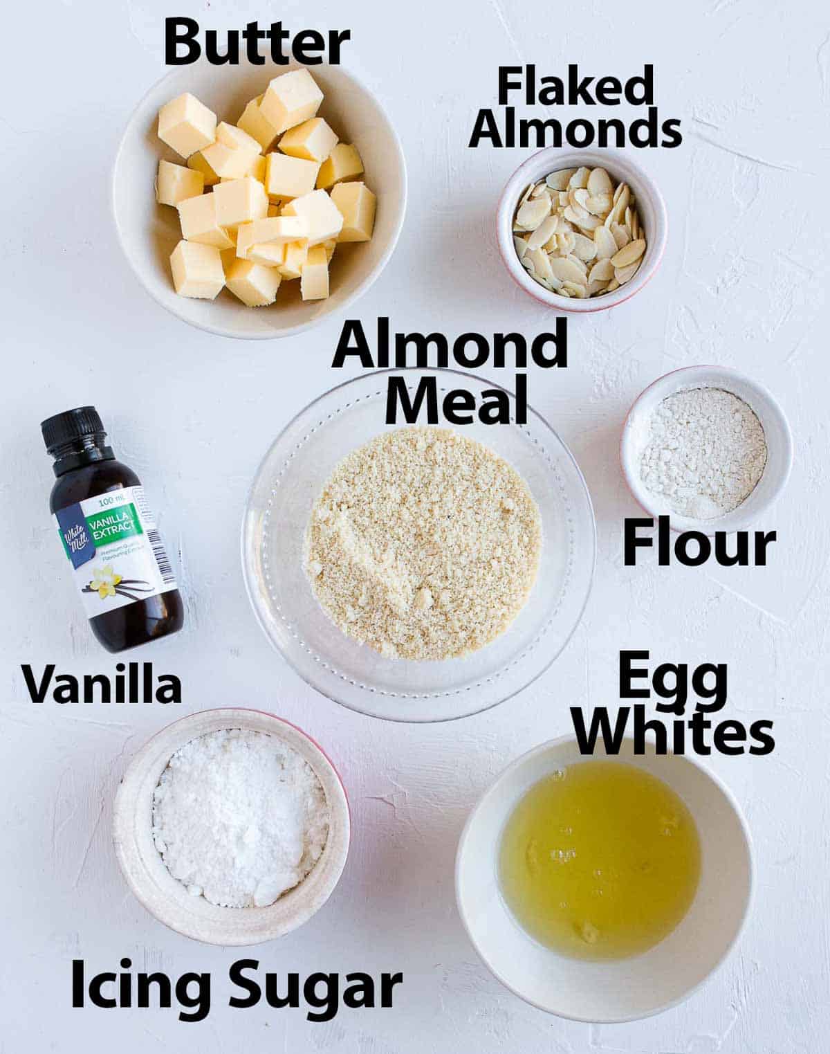 Ingredients on a white surface.