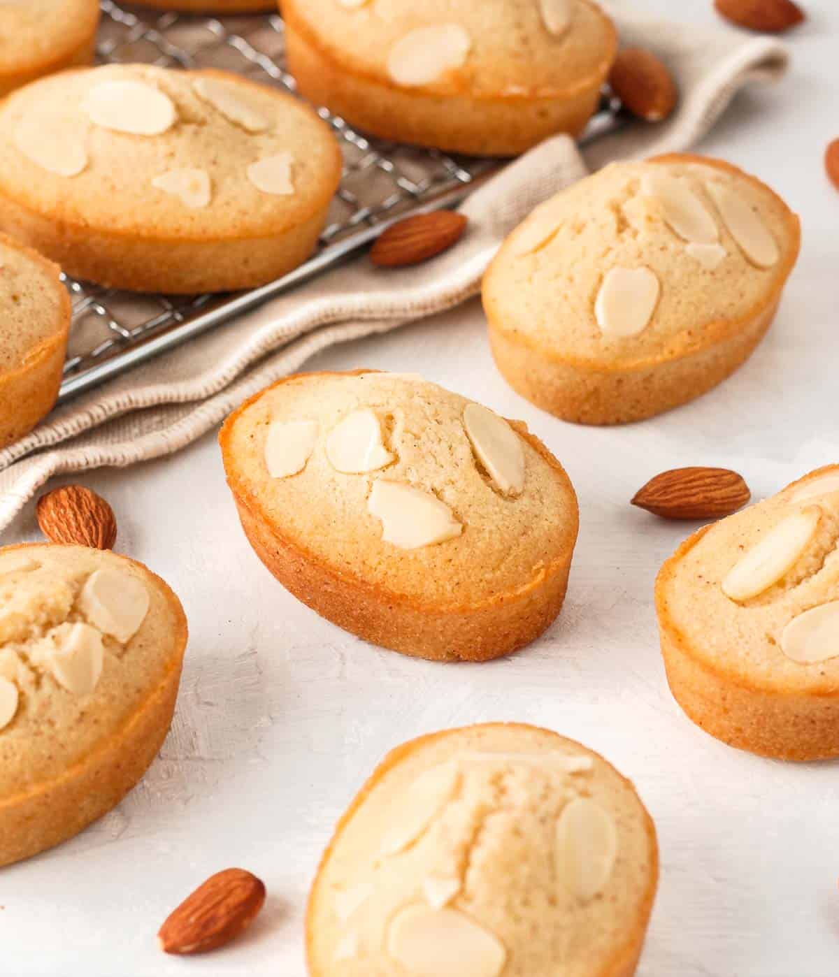 Financiers placed on a white surface.