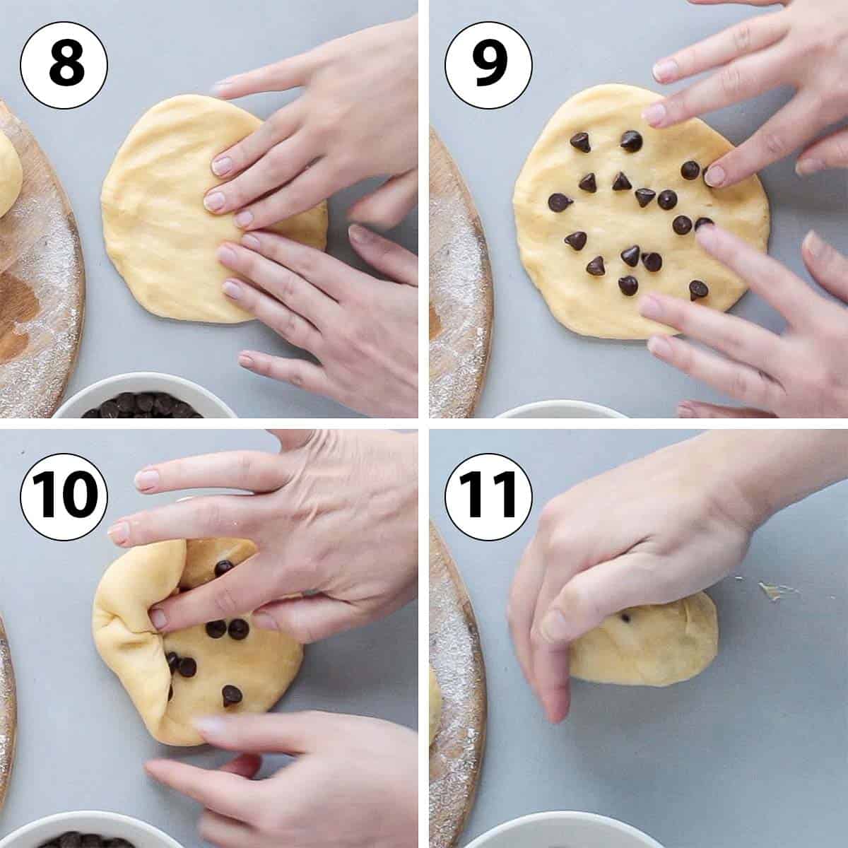 Process Shot Collage: shaping the dough into individual rolls.