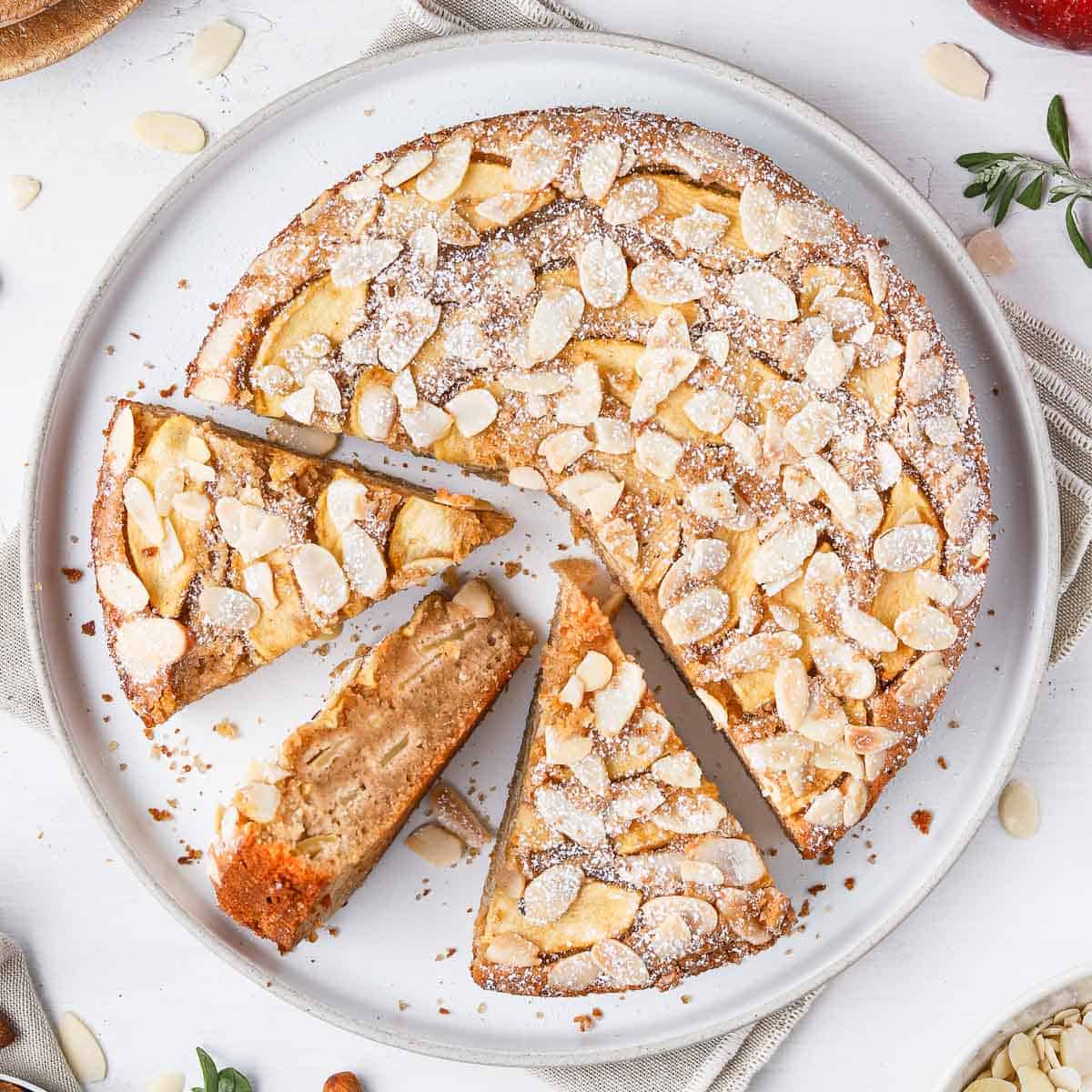 Pan Seared Vegan Apple Almond Cake [ paleo + GF + DF ] kiipfit.com