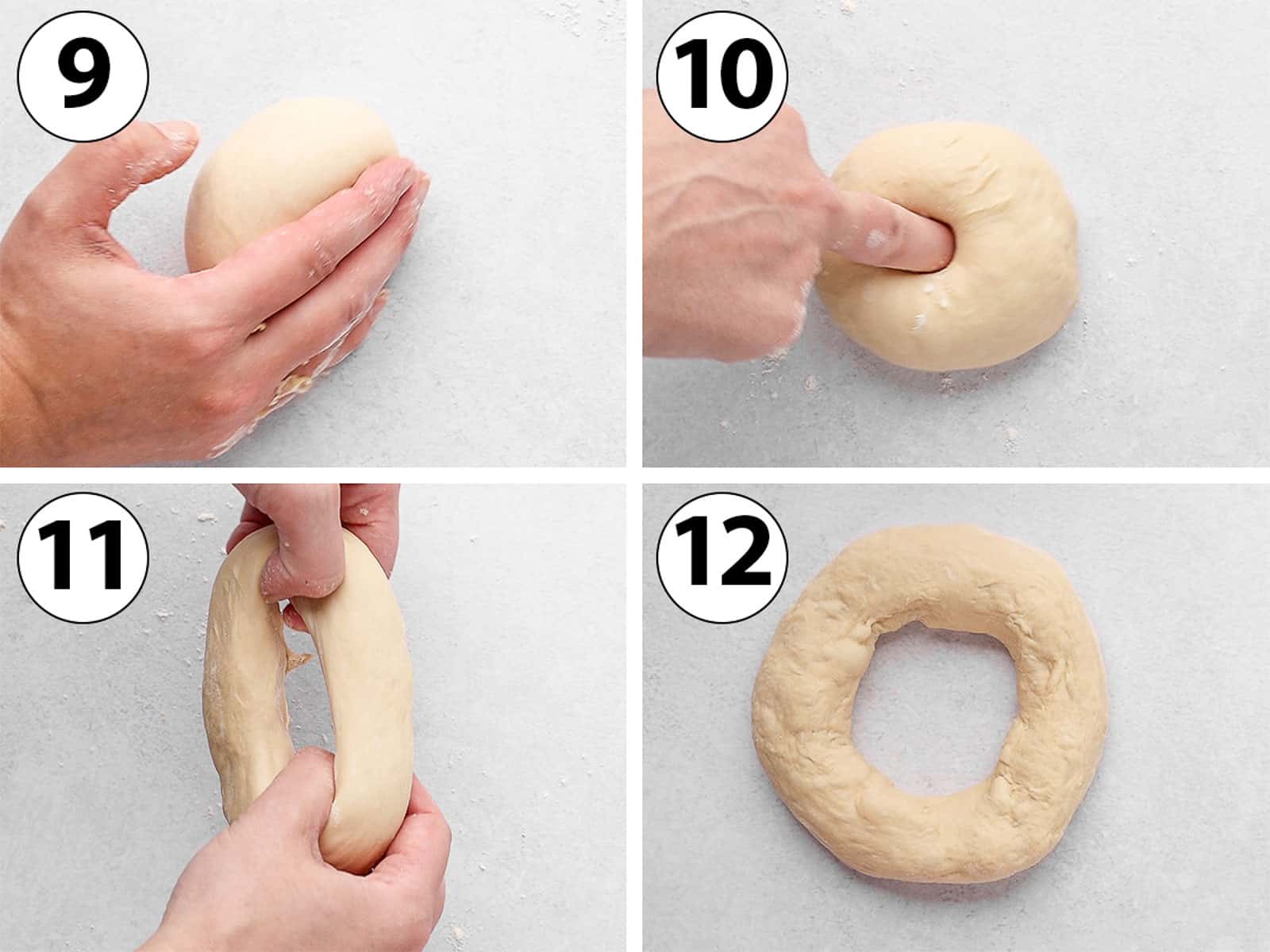 Process Shot Collage: shaping the bagels.