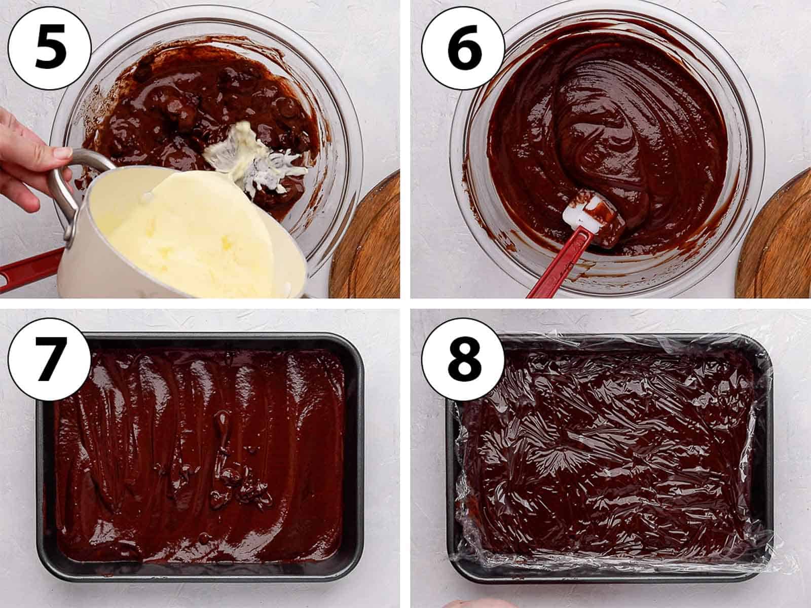 Process Shot Collage: melting the chocolate with the cream and chilling it.