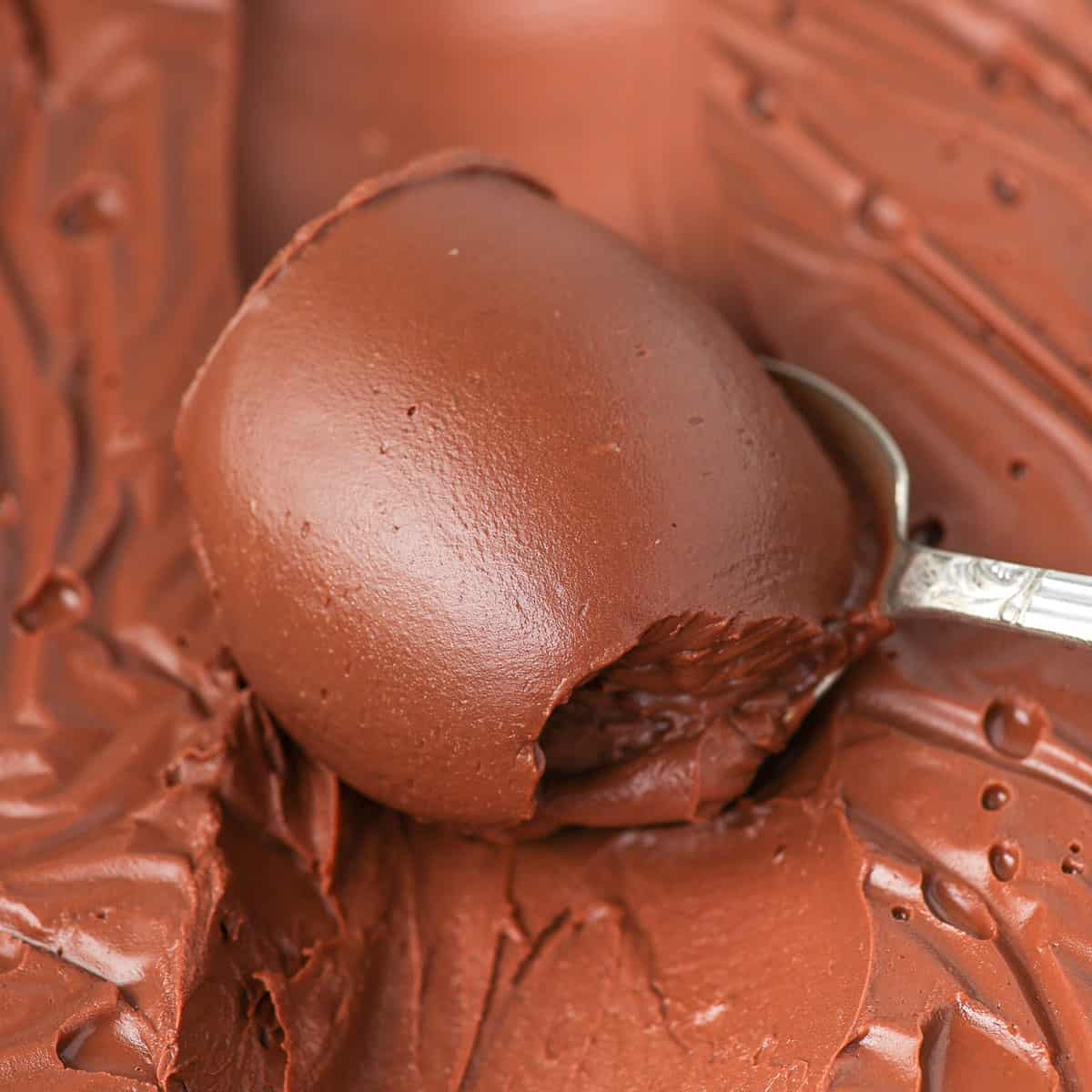 Close up on a scoop of cream in a spoon.