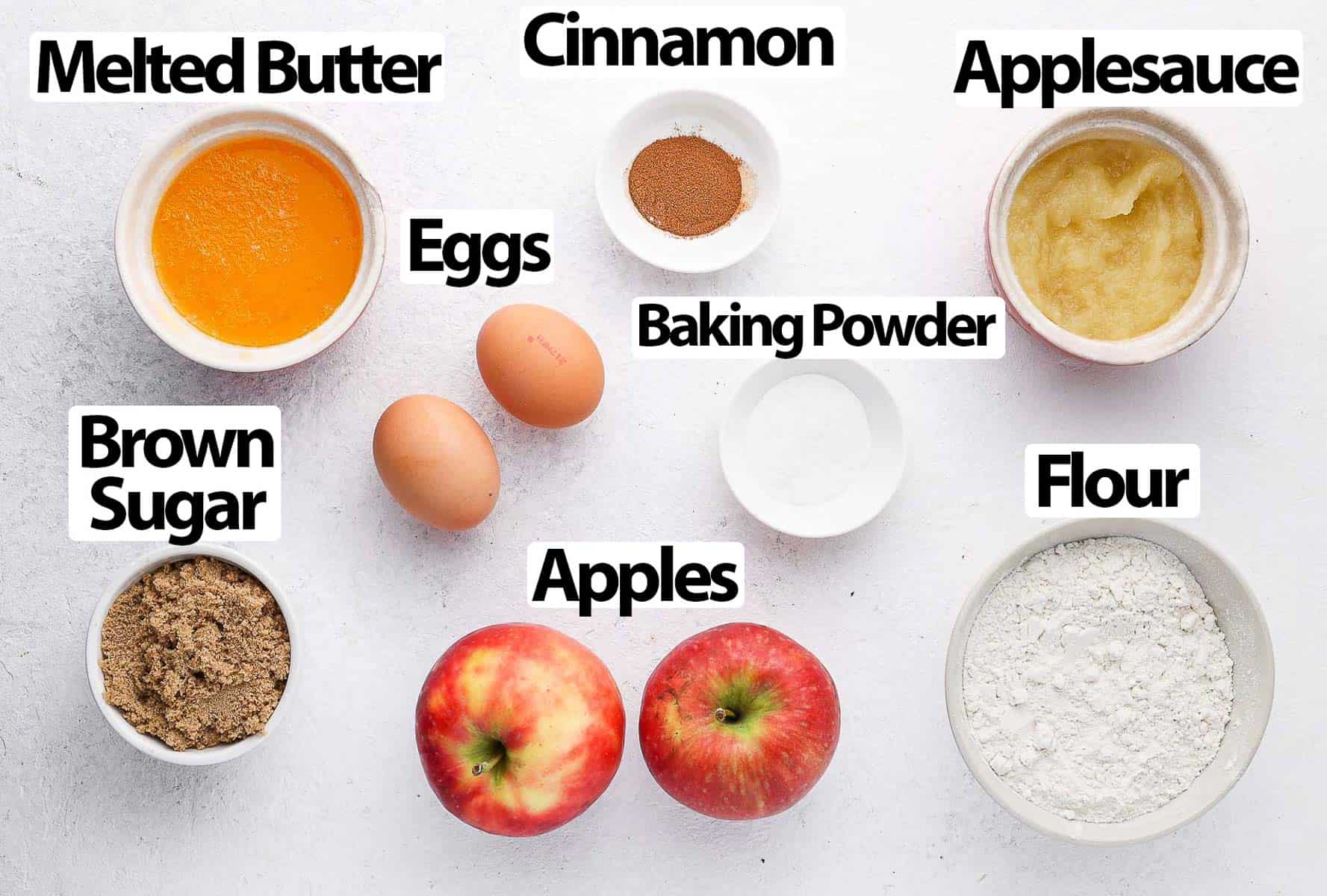 Ingredients on a white surface.